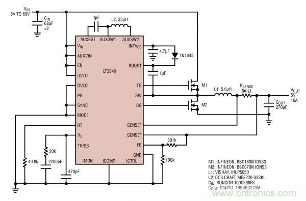 電路分享:基于LT3840電源設計應用的電路圖