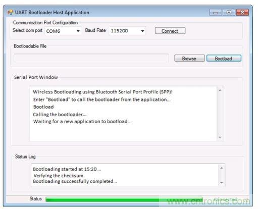 具有嵌入式終端仿真器窗口的定制引導加載器主機工具應用實例。