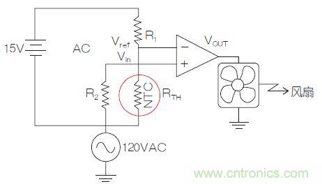 圖2：測(cè)溫電橋電路。