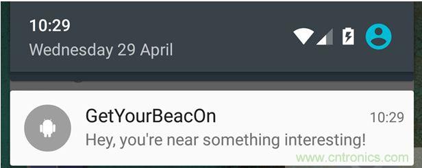 圖10 – 安卓系統通知,提示附近發現Beacon