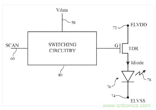 這是來(lái)自上述專利針對(duì)OLED顯示器畫素的說(shuō)明示意圖。
