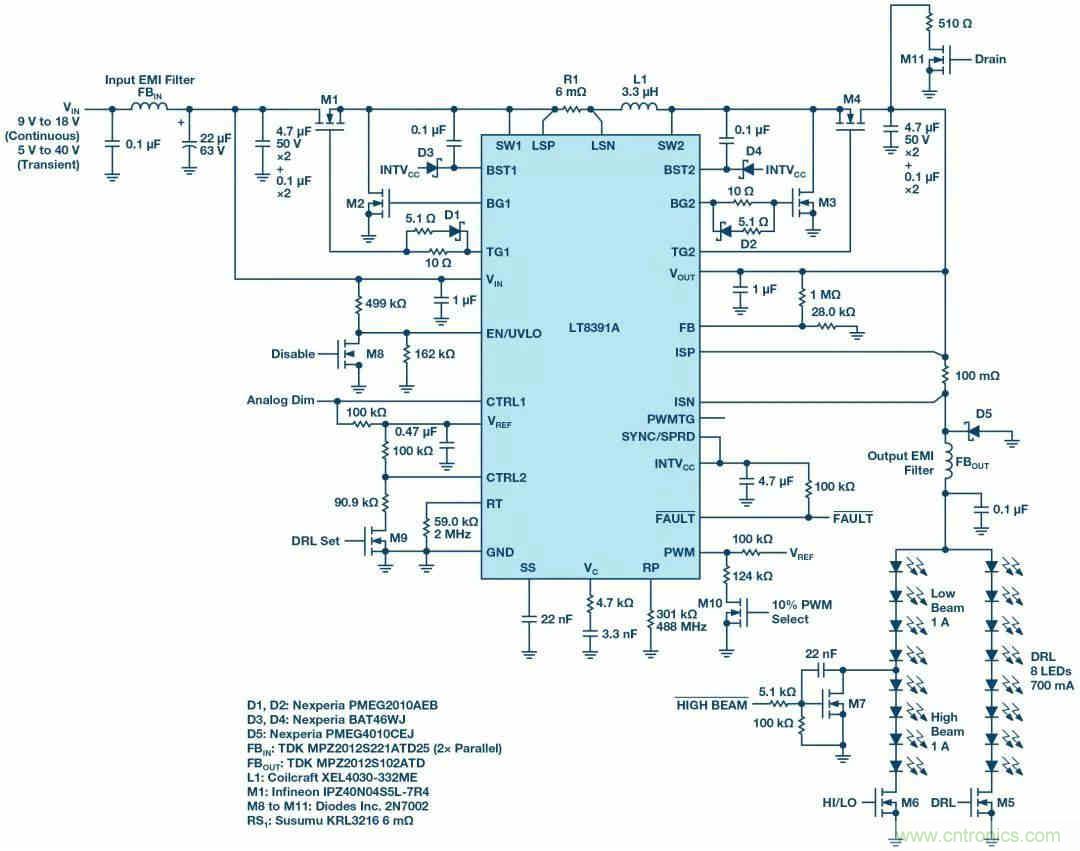 一顆芯驅動整個車前燈組,這個控制器是怎么做到滴?