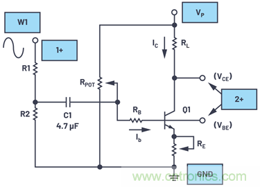 ADALM2000實驗:共發射極放大器