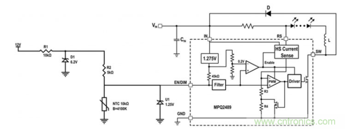 通過NTC電阻實現簡單的汽車調光LED溫度控制 通過NTC電阻實現簡單的汽車調光LED溫度控制