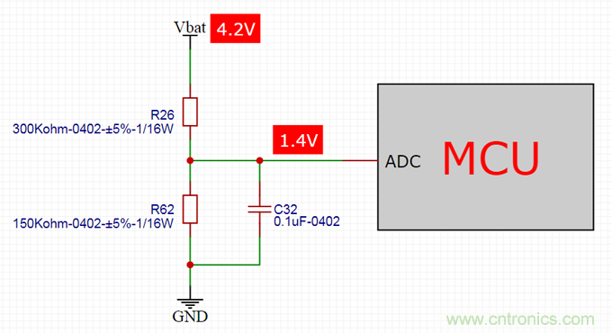 電池電壓偵測電路&ldquo;踩坑&rdquo;：分壓電阻的精度竟然是5%，不是1%