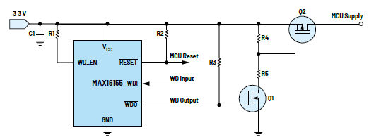 利用低電平有效輸出驅動高端MOSFET輸入開關以實現系統電源循環 利用低電平有效輸出驅動高端MOSFET輸入開關以實現系統電源循環